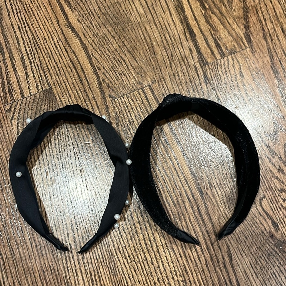 Little Girls Black Pearl Knotted Headbands Bundle Of 2